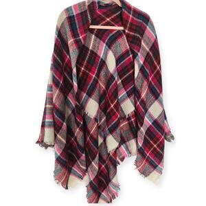 Fuchsia Pink Multi Color Oversized Square Scarf Wrap